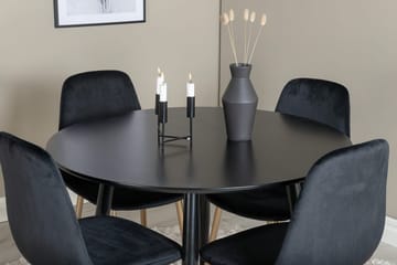 Plaza Matbord 100x100 cm med 4 Polar Köksstol Sammet - Möbler - Bord & matgrupper - Matgrupper