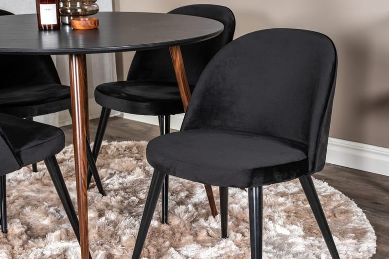Plaza Matbord Runt med 4 Velvet Köksstol Sammet - Möbler - Bord & matgrupper - Matgrupper