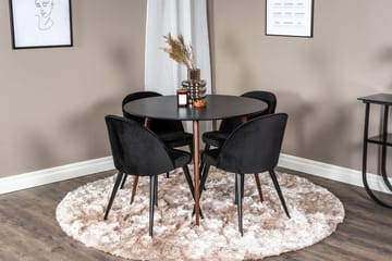 Plaza Matbord Runt med 4 Velvet Köksstol Sammet - Möbler - Bord & matgrupper - Matgrupper
