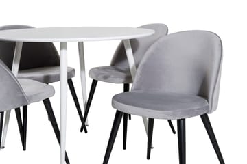 Plaza Matbord Runt med 4 Velvet Köksstol Sammet - Möbler - Bord & matgrupper - Matgrupper
