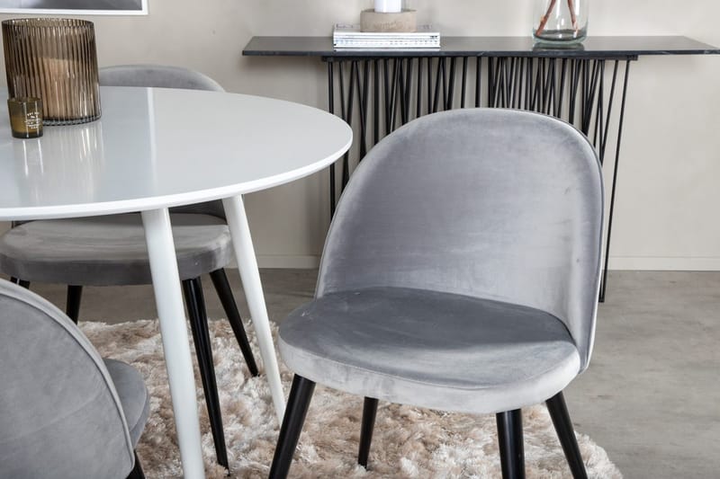 Plaza Matbord Runt med 4 Velvet Köksstol Sammet - Möbler - Bord & matgrupper - Matgrupper