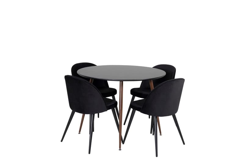 Plaza Matbord Runt med 4 Velvet Köksstol Sammet - Möbler - Bord & matgrupper - Matgrupper