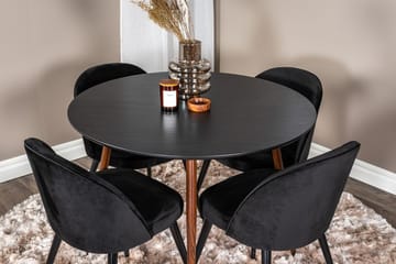Plaza Matbord Runt med 4 Velvet Köksstol Sammet - Möbler - Bord & matgrupper - Matgrupper