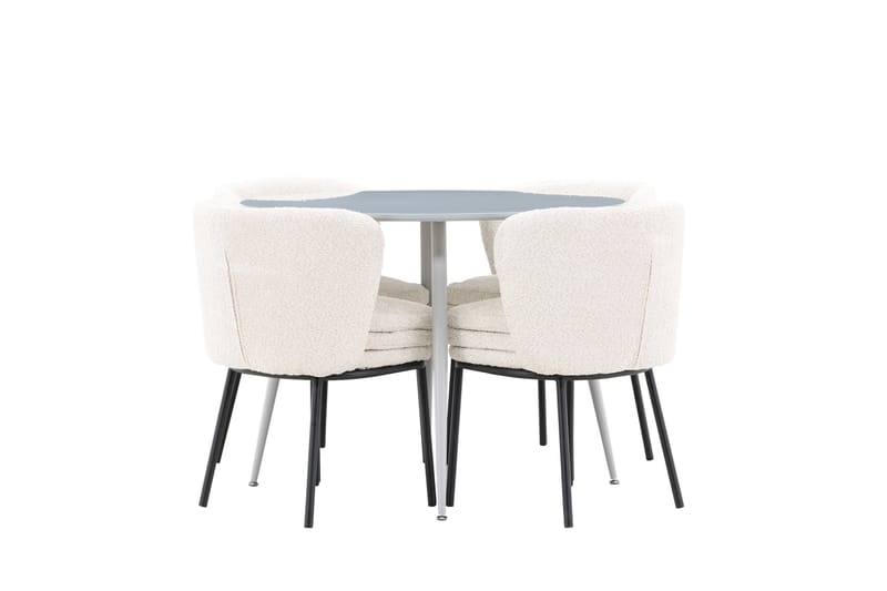 Plaza Matgrupp 100 cm Rund med 4 Agnes stolar - Grå/Vit - Möbler - Bord & matgrupper - Matgrupper