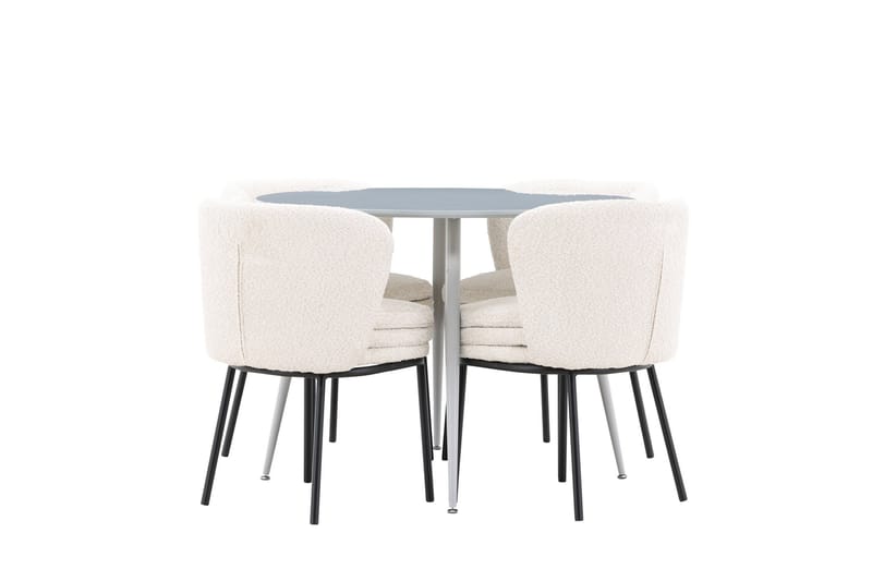 Plaza Matgrupp 100 cm Rund med 4 Agnes stolar - Grå/Vit - Möbler - Bord & matgrupper - Matgrupper