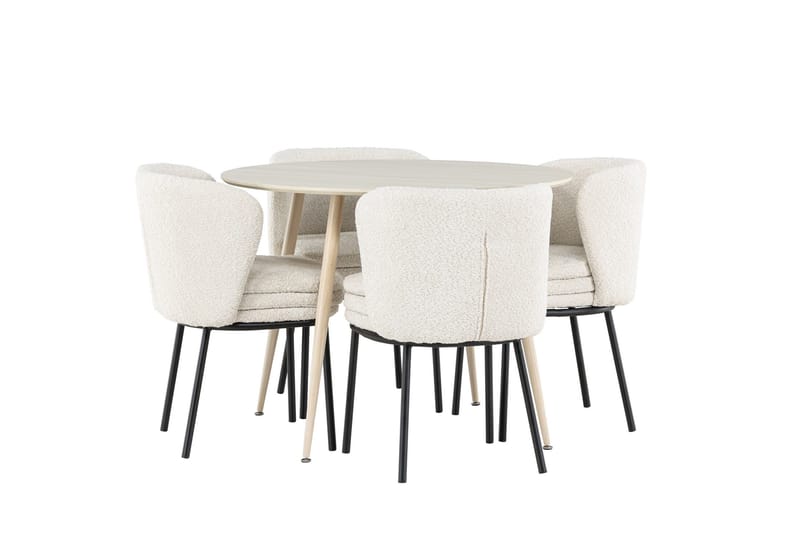 Plaza Matgrupp 100 cm Rund med 4 Agnes stolar - Whitewash/Vit - Möbler - Bord & matgrupper - Matgrupper