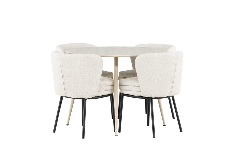 Plaza Matgrupp 100 cm Rund med 4 Agnes stolar - Whitewash/Vit - Möbler - Bord & matgrupper - Matgrupper