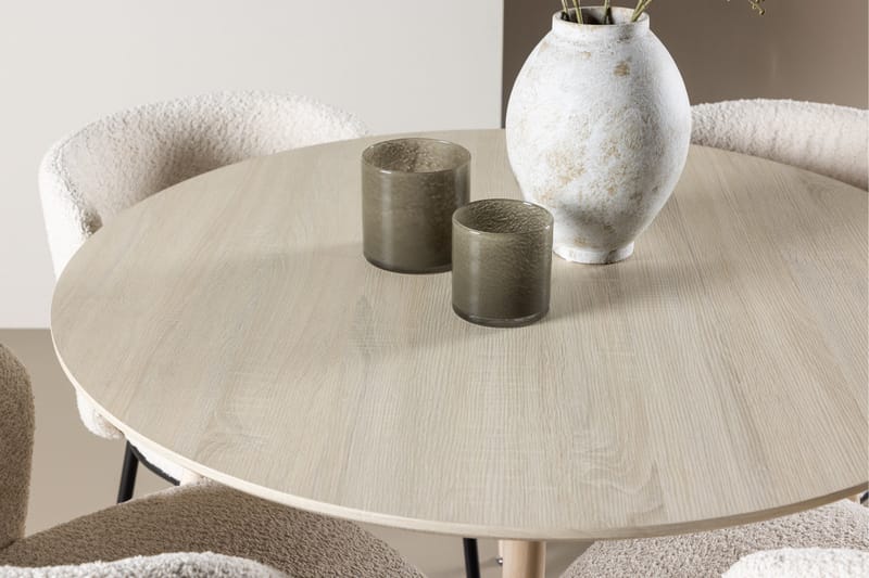 Plaza Matgrupp 100 cm Rund med 4 Agnes stolar - Whitewash/Vit - Möbler - Bord & matgrupper - Matgrupper