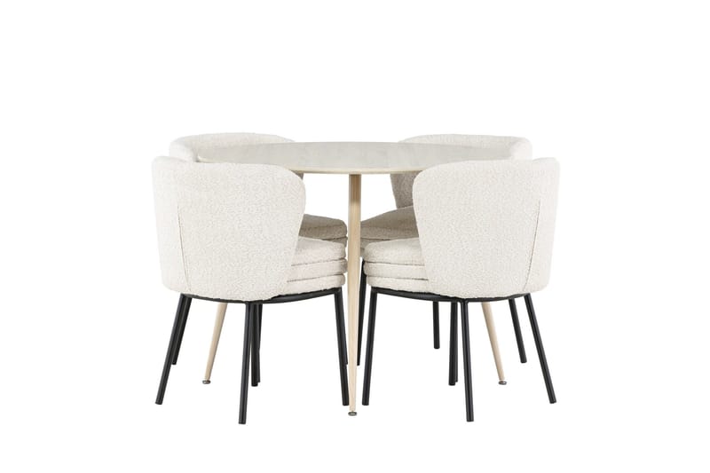 Plaza Matgrupp 100 cm Rund med 4 Agnes stolar - Whitewash/Vit - Möbler - Bord & matgrupper - Matgrupper