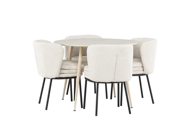 Plaza Matgrupp 100 cm Rund med 4 Agnes stolar - Whitewash/Vit - Möbler - Bord & matgrupper - Matgrupper