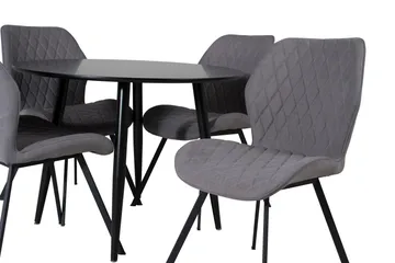 Plaza Matgrupp 100 cm Rund med 4 Gemma stolar - Svart - Möbler - Bord & matgrupper - Matgrupper