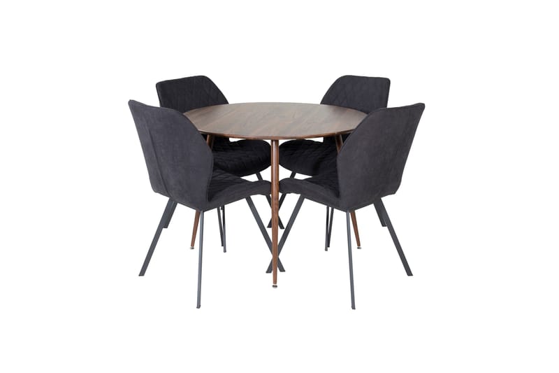 Plaza Matgrupp 100 cm Rund med 4 Gemma stolar, Svart