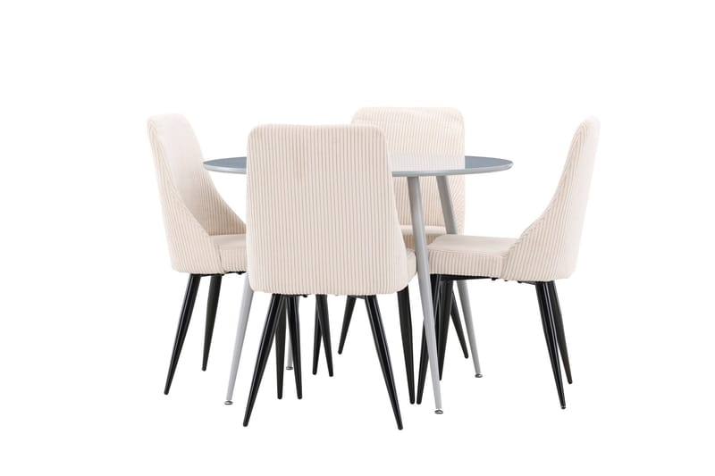 Plaza Matgrupp 100 cm Rund med 4 Leone stolar - Grå/Beige - Möbler - Bord & matgrupper - Matgrupper