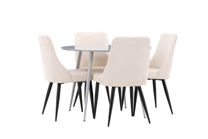 Plaza Matgrupp 100 cm Rund med 4 Leone stolar - Grå/Beige - Möbler - Bord & matgrupper - Matgrupper
