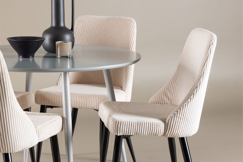 Plaza Matgrupp 100 cm Rund med 4 Leone stolar - Grå/Beige - Möbler - Bord & matgrupper - Matgrupper