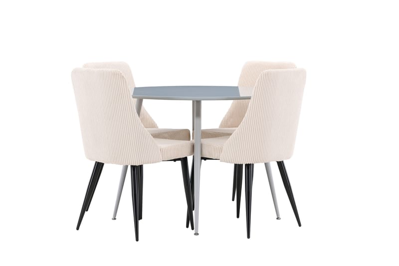 Plaza Matgrupp 100 cm Rund med 4 Leone stolar - Grå/Beige - Möbler - Bord & matgrupper - Matgrupper