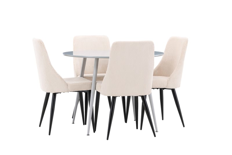 Plaza Matgrupp 100 cm Rund med 4 Leone stolar - Grå/Beige - Möbler - Bord & matgrupper - Matgrupper