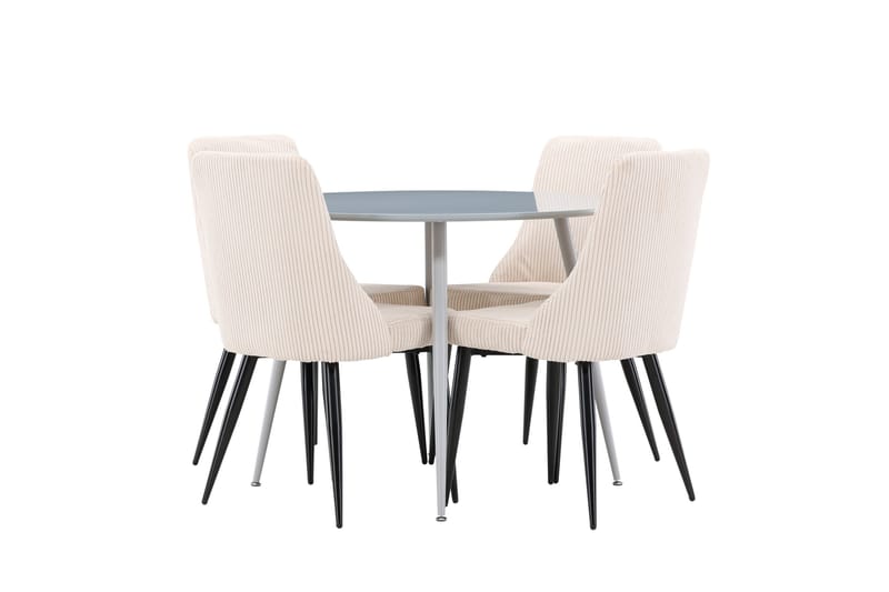 Plaza Matgrupp 100 cm Rund med 4 Leone stolar - Grå/Beige - Möbler - Bord & matgrupper - Matgrupper