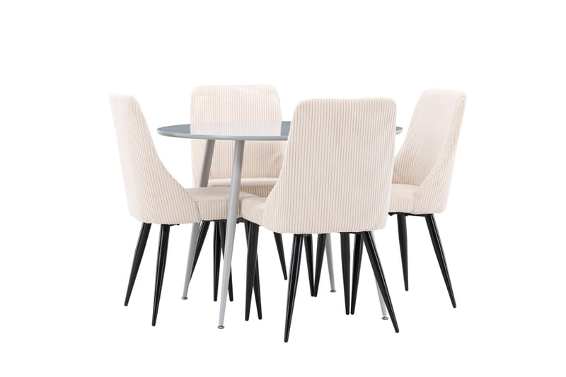 Plaza Matgrupp 100 cm Rund med 4 Leone stolar - Gr�å/Beige - Möbler - Bord & matgrupper - Matgrupper