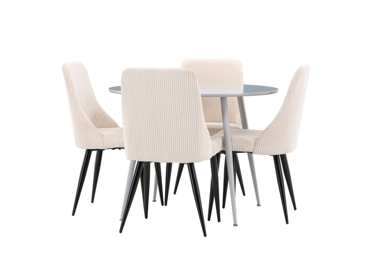Plaza Matgrupp 100 cm Rund med 4 Leone stolar - Grå/Beige - Möbler - Bord & matgrupper - Matgrupper
