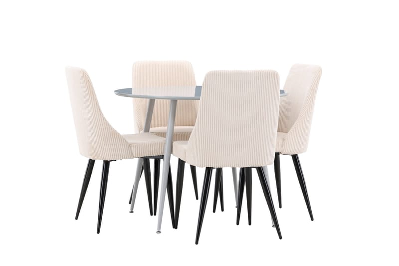 Plaza Matgrupp 100 cm Rund med 4 Leone stolar - Grå/Beige - Möbler - Bord & matgrupper - Matgrupper
