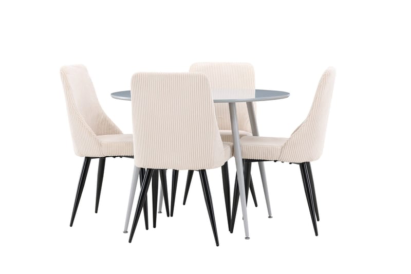 Plaza Matgrupp 100 cm Rund med 4 Leone stolar - Grå/Beige - Möbler - Bord & matgrupper - Matgrupper