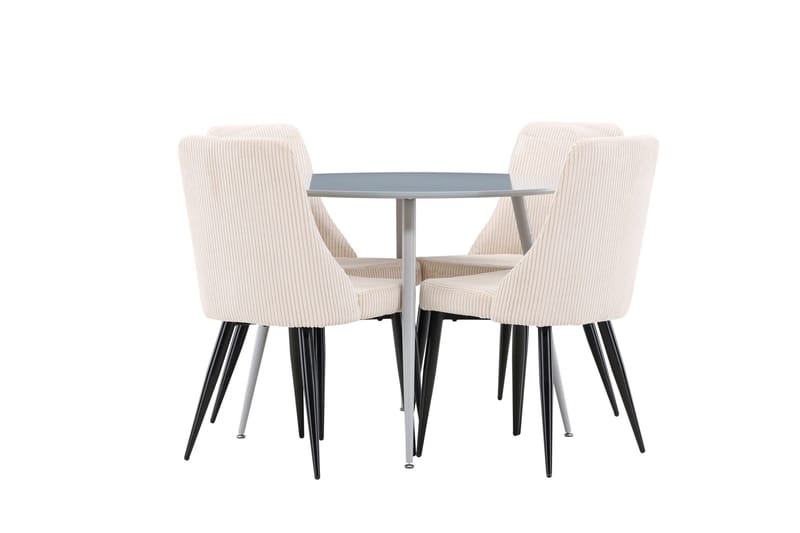 Plaza Matgrupp 100 cm Rund med 4 Leone stolar - Grå/Beige - Möbler - Bord & matgrupper - Matgrupper