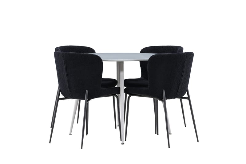 Plaza Matgrupp 100 cm Rund med 4 Modesto stolar - Grå/Svart - Möbler - Bord & matgrupper - Matgrupper