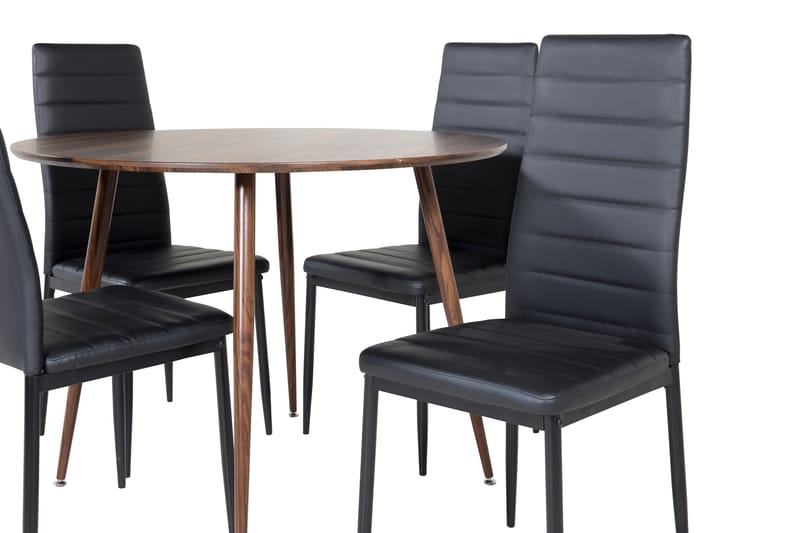 Plaza Matgrupp 100 cm Rund med 4 Slim stolar - Svart - Möbler - Bord & matgrupper - Matgrupper