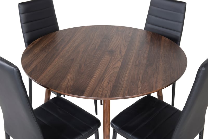 Plaza Matgrupp 100 cm Rund med 4 Slim stolar - Svart - Möbler - Bord & matgrupper - Matgrupper