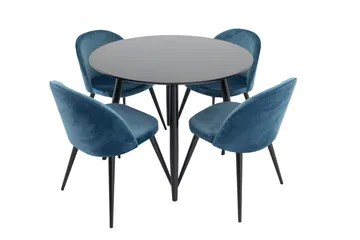 Plaza Matgrupp 100 cm Rund med 4 Velvet stolar - Möbler - Bord & matgrupper - Matgrupper