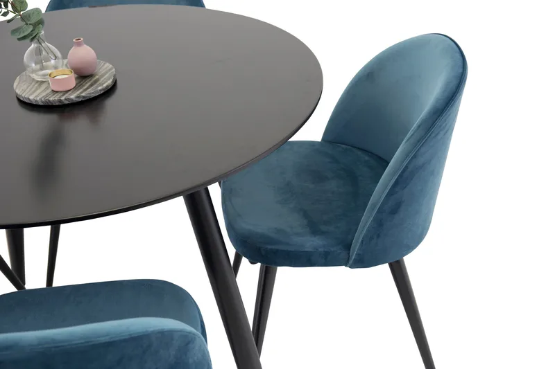 Plaza Matgrupp 100 cm Rund med 4 Velvet stolar, undefined