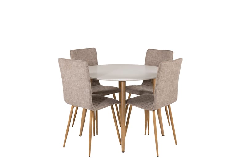 Plaza Matgrupp 100 cm Rund med 4 Windu Lyx stolar, Ljusgrå