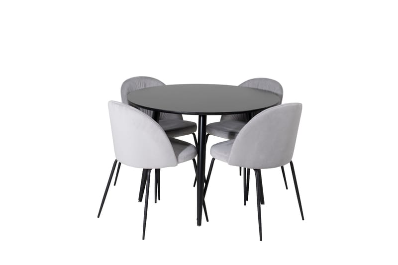 Plaza Matgrupp 100 cm Rund med 4 Wrinkles stolar, Svart