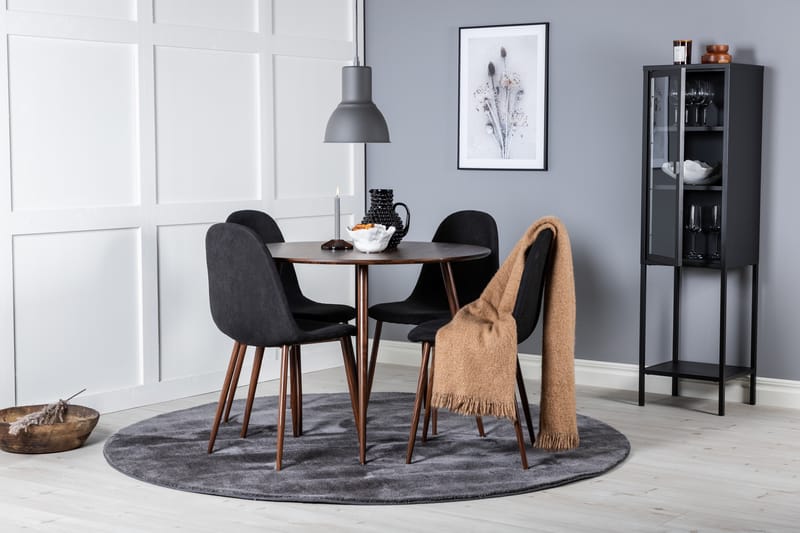 Plaza Matgrupp 100 cm Rund med 4 Polar stolar - Svart - Möbler - Bord & matgrupper - Matgrupper
