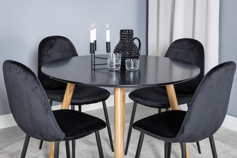 Plaza Matgrupp 100 cm Rund med 4 Polar stolar - Svart - Möbler - Bord & matgrupper - Matgrupper