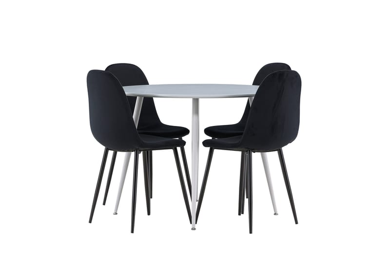 Plaza Matgrupp 100 cm Rund med 4 Polar stolar - Grå/Svart - Möbler - Bord & matgrupper - Matgrupper