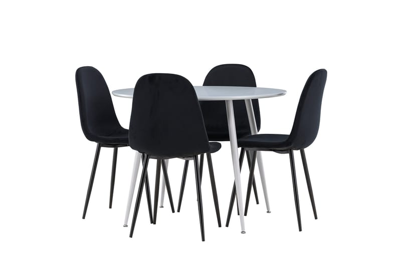 Plaza Matgrupp 100 cm Rund med 4 Polar stolar - Grå/Svart - Möbler - Bord & matgrupper - Matgrupper