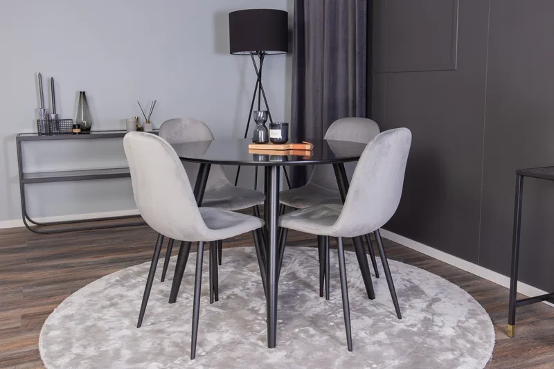 Plaza Matgrupp 100 cm Rund med 4 Polar stolar - Svart - Möbler - Bord & matgrupper - Matgrupper