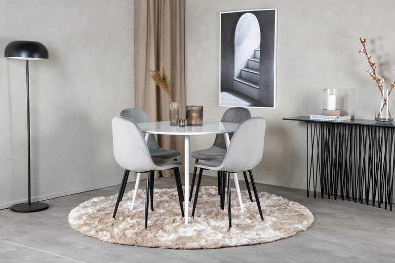 Plaza Matgrupp 100 cm Rund med 4 Polar stolar - Svart - Möbler - Bord & matgrupper - Matgrupper