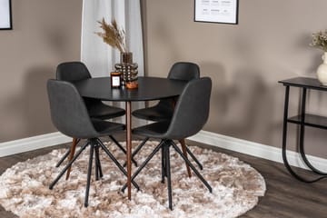 Plaza Matgrupp 100 cm Rund med 4 Polar stolar - Svart - Möbler - Bord & matgrupper - Matgrupper