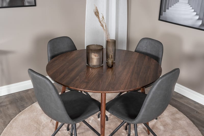 Plaza Matgrupp 100 cm Rund med 4 Polar stolar - Svart - Möbler - Bord & matgrupper - Matgrupper