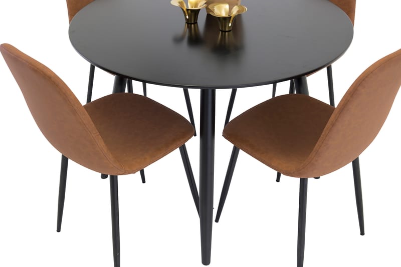 Plaza Matgrupp 100 cm Rund med 4 Polar stolar - Svart - Möbler - Bord & matgrupper - Matgrupper