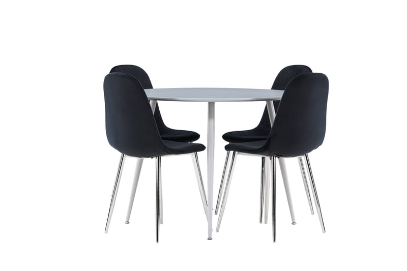 Plaza Matgrupp 100 cm Rund med 4 Polar stolar - Grå/Svart - Möbler - Bord & matgrupper - Matgrupper