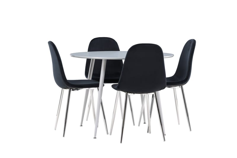 Plaza Matgrupp 100 cm Rund med 4 Polar stolar - Grå/Svart - Möbler - Bord & matgrupper - Matgrupper