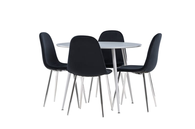 Plaza Matgrupp 100 cm Rund med 4 Polar stolar - Grå/Svart - Möbler - Bord & matgrupper - Matgrupper