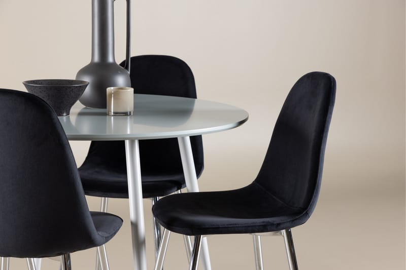 Plaza Matgrupp 100 cm Rund med 4 Polar stolar - Grå/Svart - Möbler - Bord & matgrupper - Matgrupper