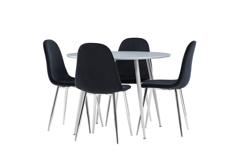 Plaza Matgrupp 100 cm Rund med 4 Polar stolar - Grå/Svart - Möbler - Bord & matgrupper - Matgrupper