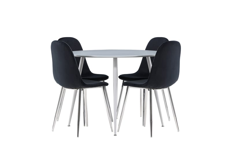 Plaza Matgrupp 100 cm Rund med 4 Polar stolar - Grå/Svart - Möbler - Bord & matgrupper - Matgrupper