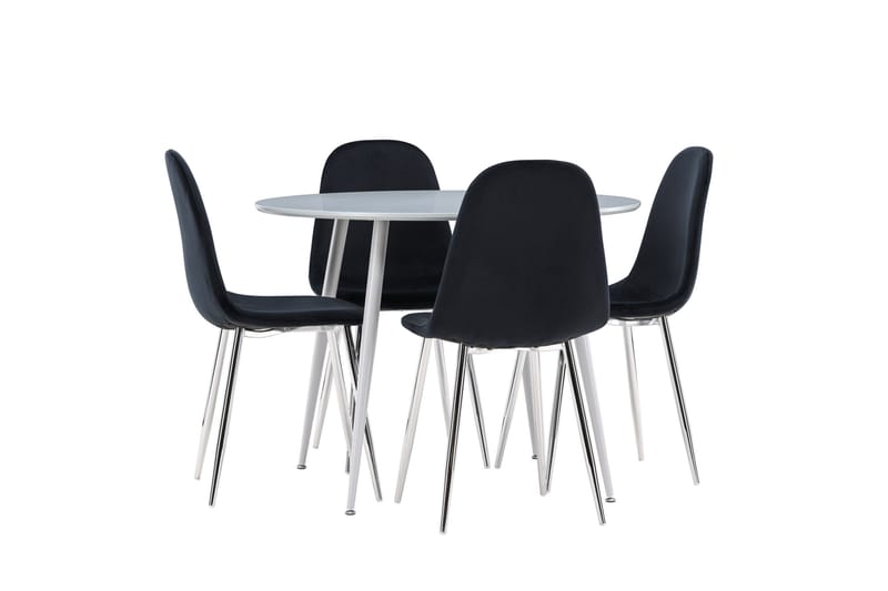Plaza Matgrupp 100 cm Rund med 4 Polar stolar - Grå/Svart - Möbler - Bord & matgrupper - Matgrupper